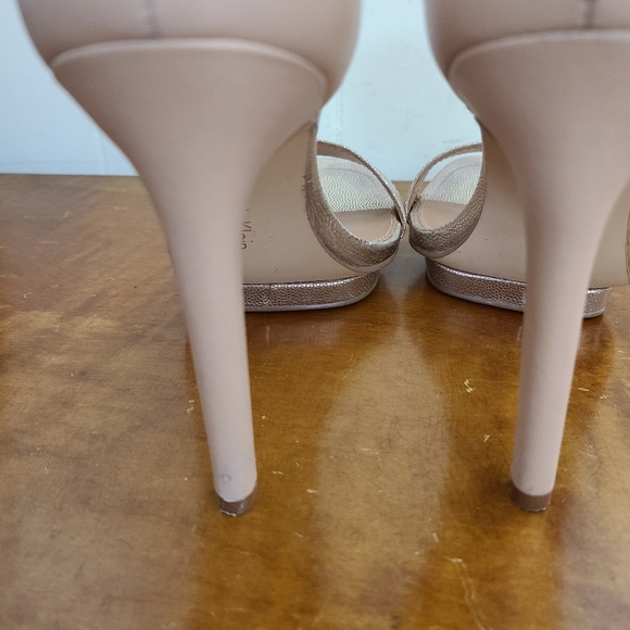 Calvin Klein Stiletto Ankle Strap Gold Beige Sexy! - Picture 9 of 12
